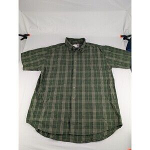 VTG Mens XXL Wrangler Rugged Wear Green Plaid Button-Up Short Sleeve Shirt